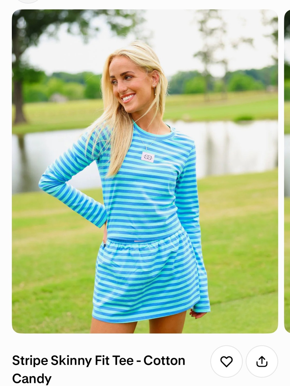 CocoLillys mini skirt and stripe skinny fit tee in cotton candy